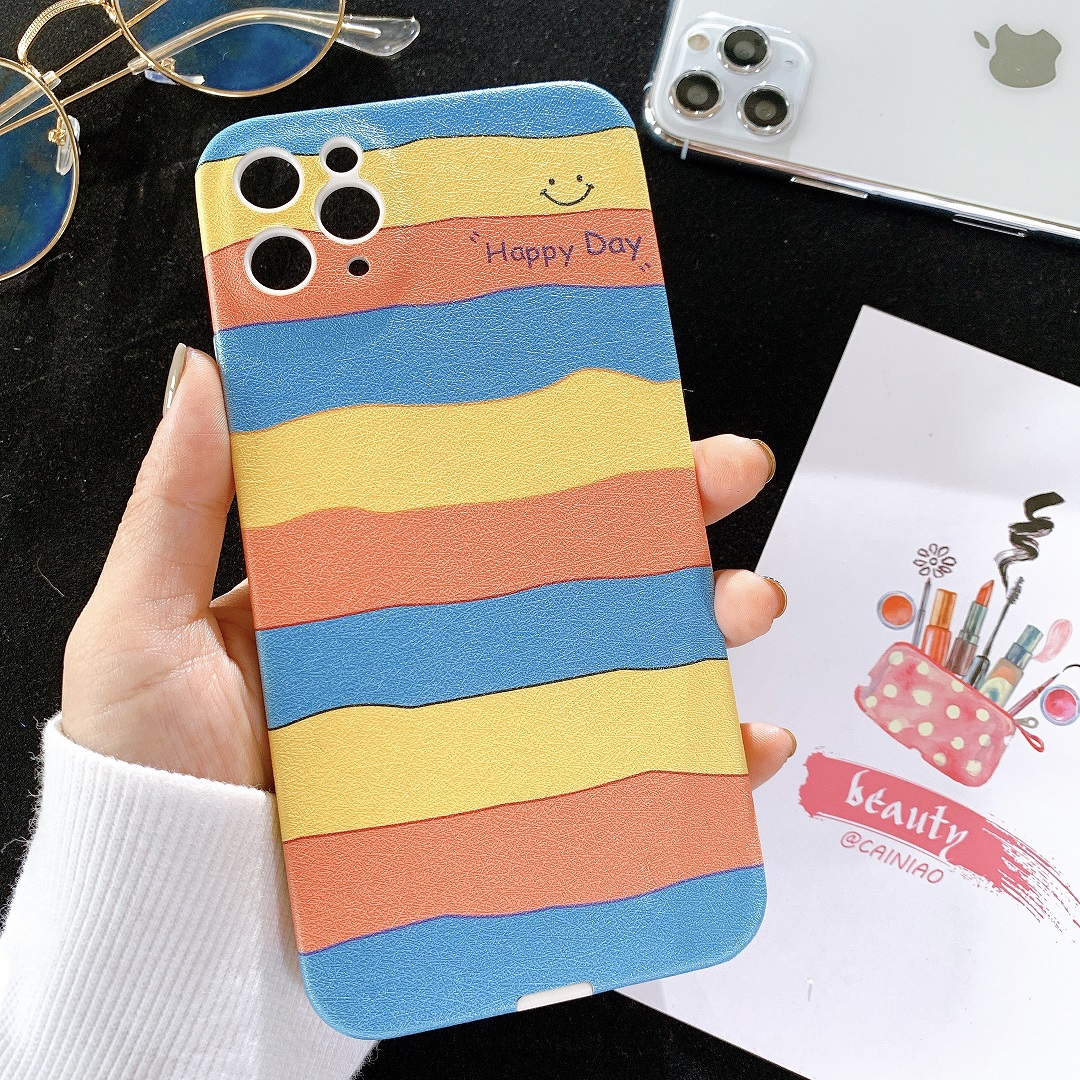 [ IPHONE ] Ốp Lưng Da IMD Full Viền Bảo Vệ Camera Happy Day