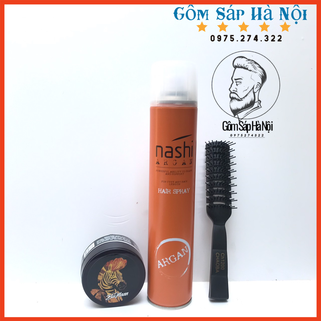 COMBO Gôm Xịt Tóc Nashi + Sáp Vuốt Tóc Bluman Cavaly Ngựa Vằn + Lược