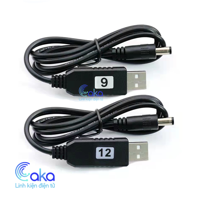 Dây USB tăng áp 5V sang 9V 12V jack dc 5.5x2.1mm