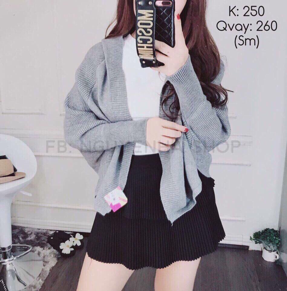 Áo khoác len tay dơi có nón QC cao cấp