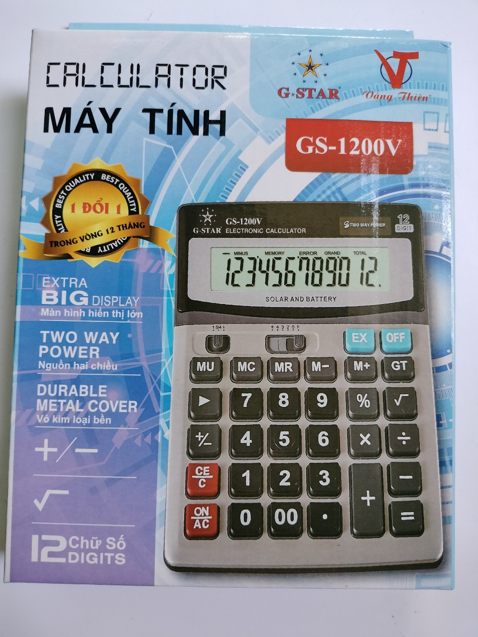 Máy tính bỏ túi Gstar GS-1200V (Bảo Hành 1 đổi 1 trong 12 tháng)