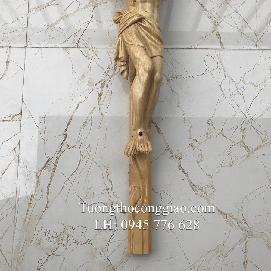 Tượng Chúa Chịu Nạn 40cm (Thánh Giá 65x40cm) gỗ pơ mu