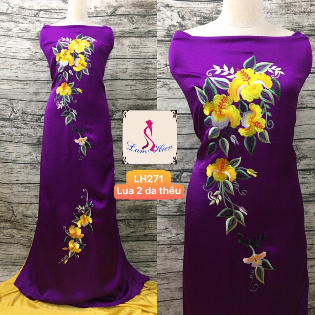 Vải áo dài lụa đẹp bông thêu LH271