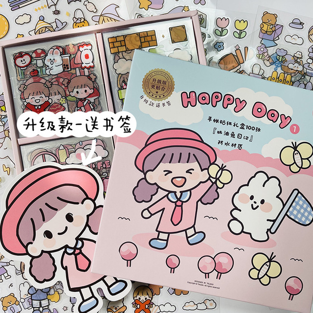 Set 100 miếng sticker dễ thương Hàn quốc có tách lẻ