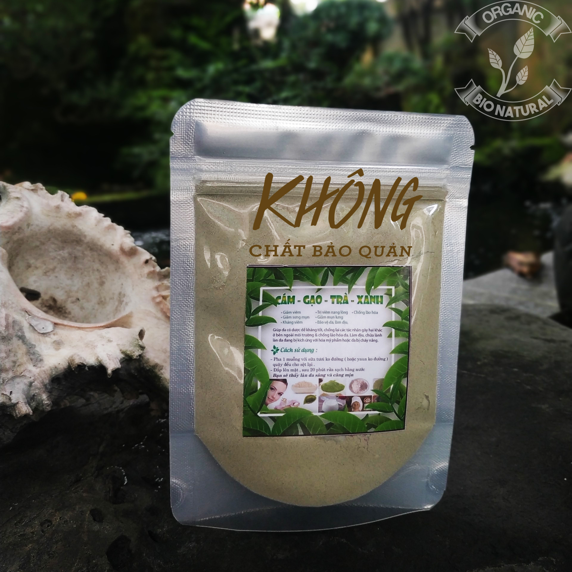 [HCM][BIONATURALVN] Bột đắp mặt nạ Cám Gạo Trà Xanh HANDMADE 50gr