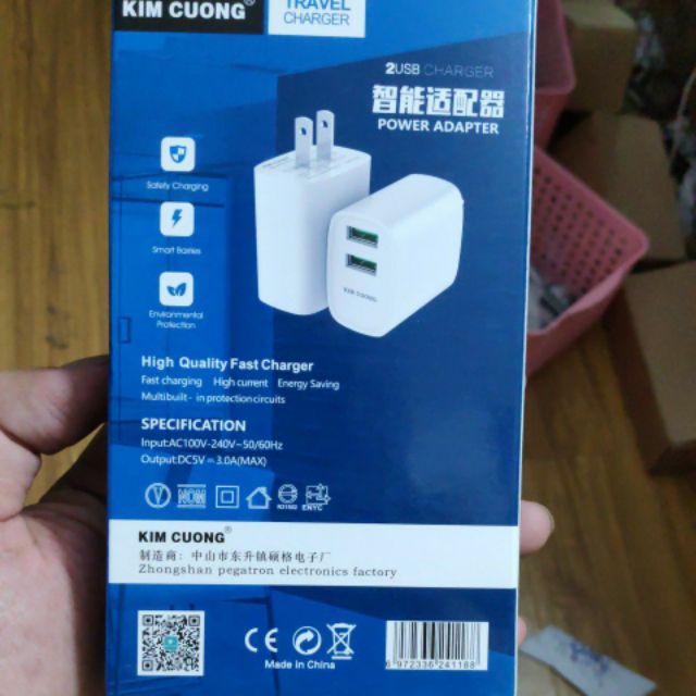 Củ sạc nhanh 3A kim cương kmg 603 2 cổng sạc usb