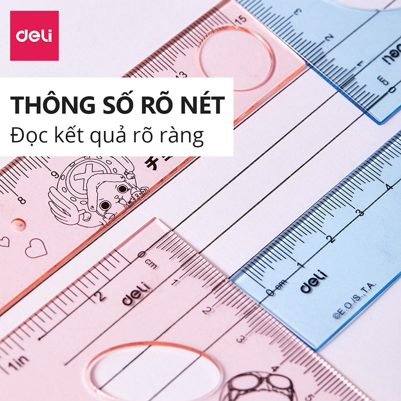 Bộ thước kẻ, eke, đo độ 15cm 4 chiếc One Piece H17 (Deli)