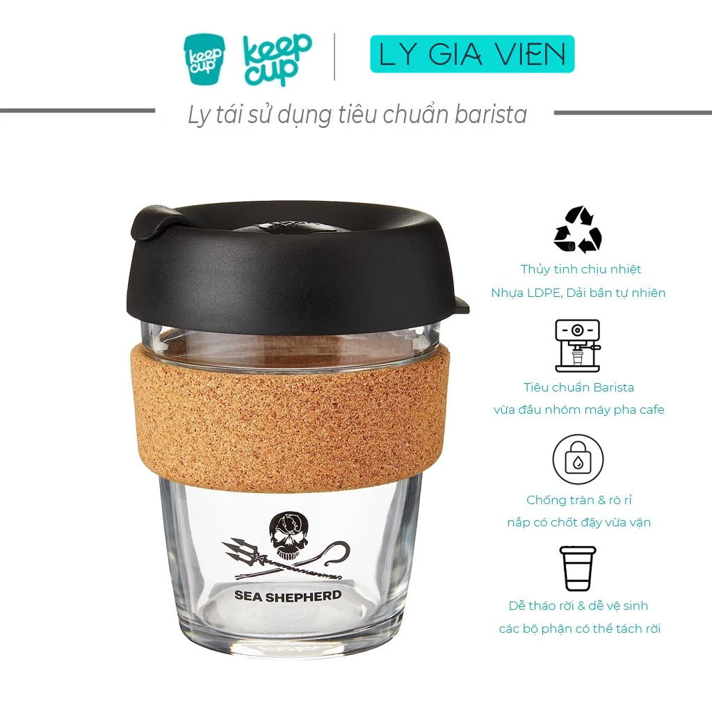 Ly Thủy Tinh Tái Sử Dụng KeepCup Cork Glass Reusable Cup