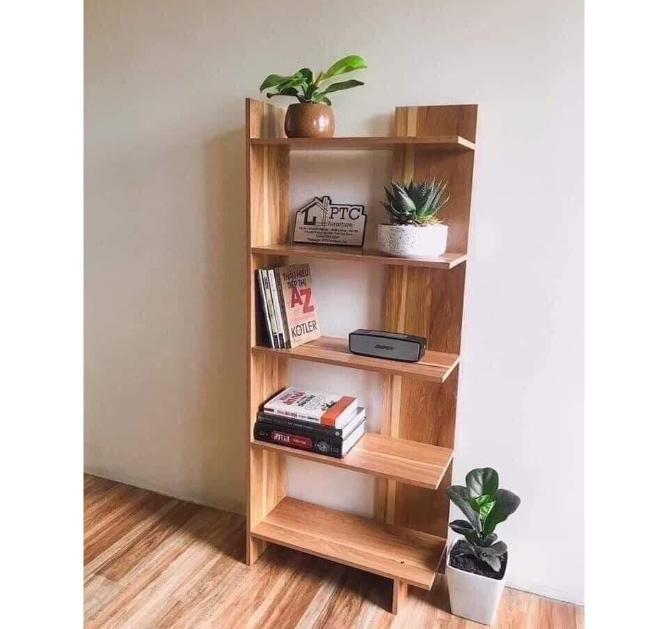 Kệ gỗ trang trí, kệ góc tường gỗ 5 tầng [giao màu gỗ]