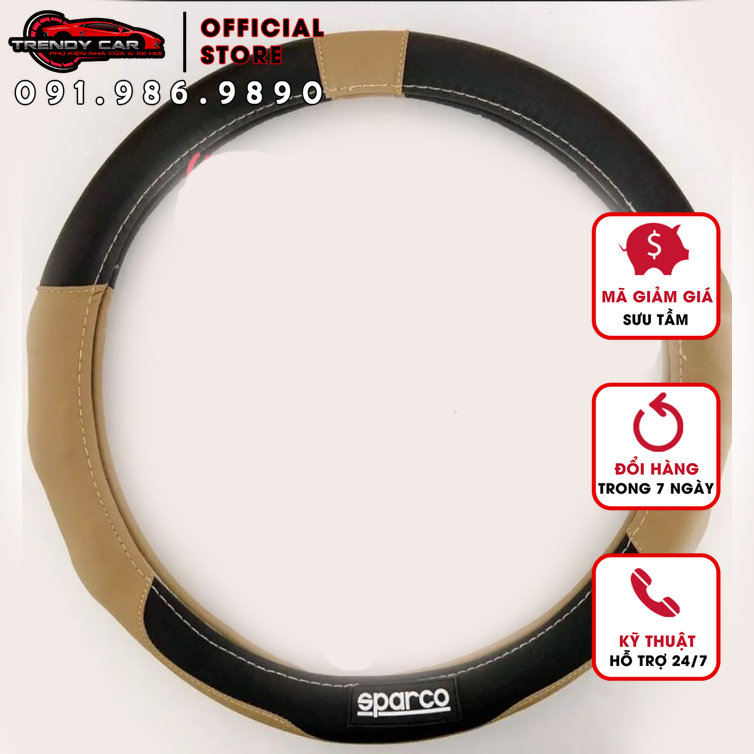 Bọc vô lăng thể thao xe Sparco Ô TÔ Da PU thoáng khí Bọc vô lăng nhập khẩu chất lượng bảo đảm trên 2 năm bền đẹp