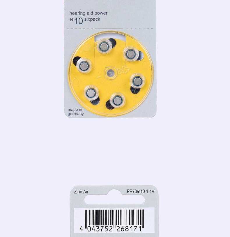 Pin máy trợ thính 10 made in germany vỉ 6 viên ( pin PR70)