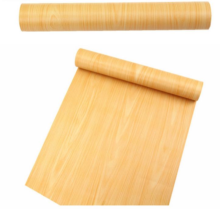 Cuộn 5m giấy dán tường giả ván vàng khổ 45cm