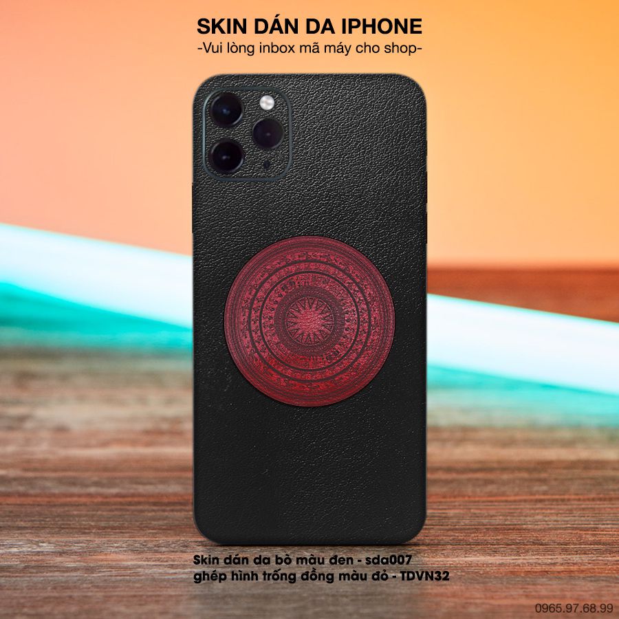 Miếng dán da ghép hình trống đồng đỏ - bộ bộ 6 cho iPhone (inbox mã máy cho shop)