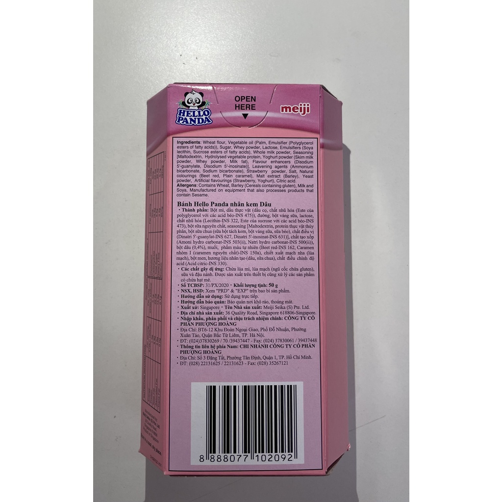Bánh Gấu Hello Panda Nhân Kem Dâu Meiji (Hộp 50g)