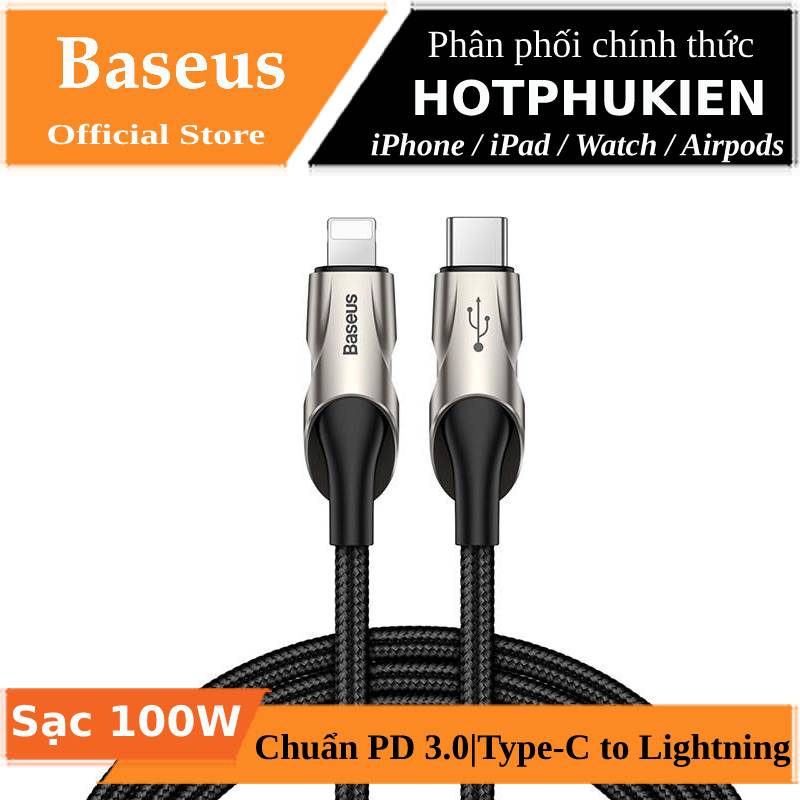 [HCM]Dây cáp sạc nhanh 18W PD USB Type-C to Lightning hiệu Baseus Fish Eye cho iPhone / iPad (Sạc nhanh PD 3.0 truyền tải dữ liệu 480Mbps đèn led mắt cá lạ mắt) (Bảo hành 03 tháng 1 đổi 1) - Phân phối bởi Hotphukien