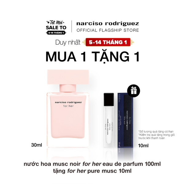 [TẶNG for him EDP 10ml] Nước hoa nữ Narciso Rodriguez For Her Eau De Parfum 30ml nhập khẩu