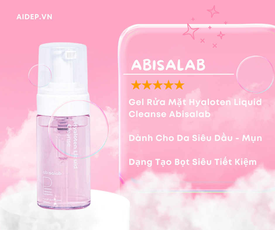 Sữa rửa mặt hyaloten liquid cleanse abisalab 100ml mẫu mới 2022 - aidep