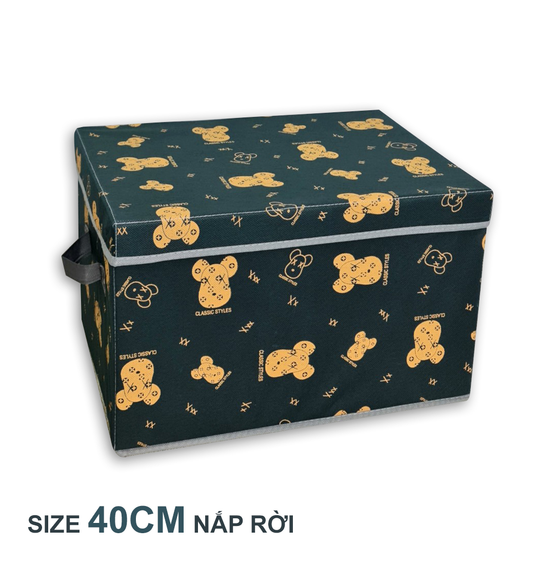 Hộp vải đựng đồ size 40cm xếp gọn tiện dụng, hộp vải Oxford, thùng vải nắp rời, hộp chứa đồ, tủ vải chứa đồ, giỏ đựng đồ sắp xếp không gian