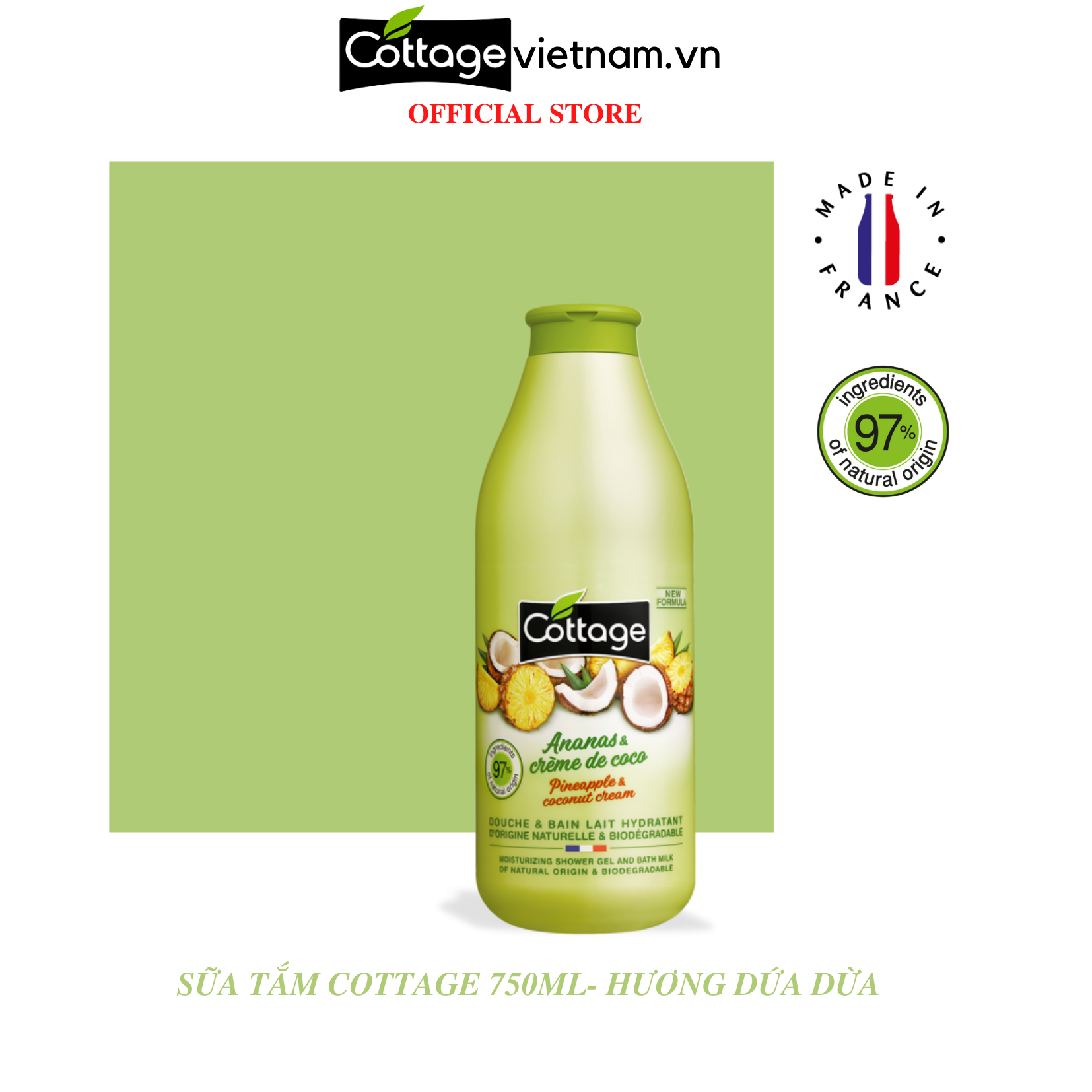 [Chai lớn 750ml-Đủ mùi]- Sữa tắm Cottage chính hãng của Pháp