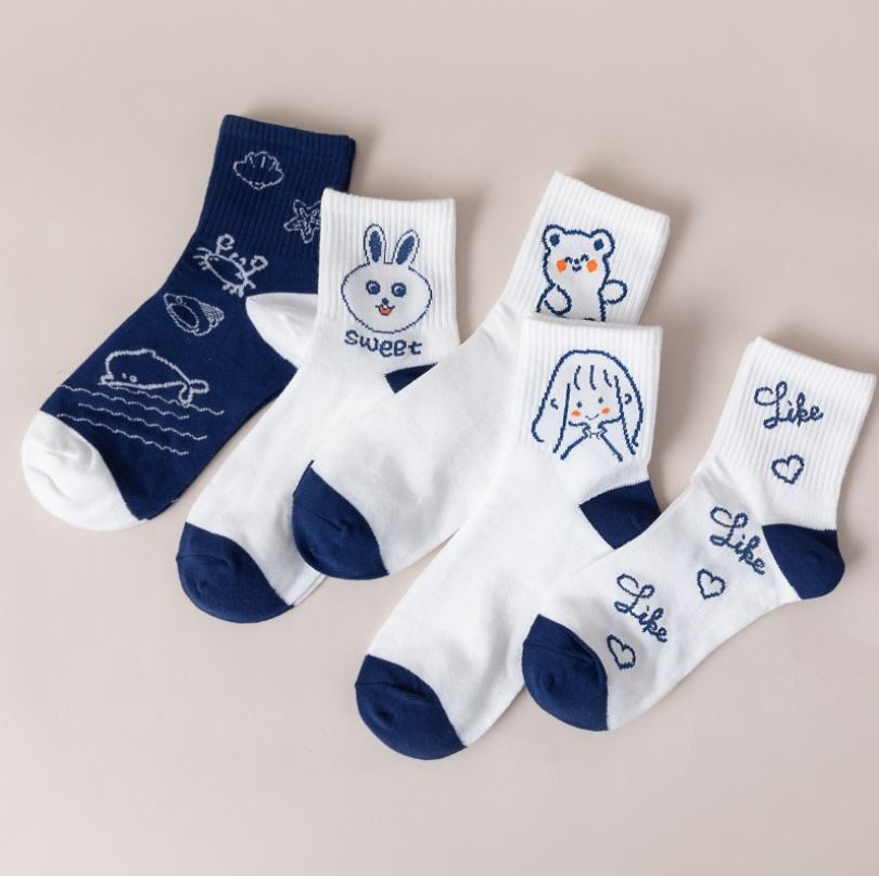 Set 5 Đôi Tất Vớ Nữ Trắng Cao Cổ Ms.Hello