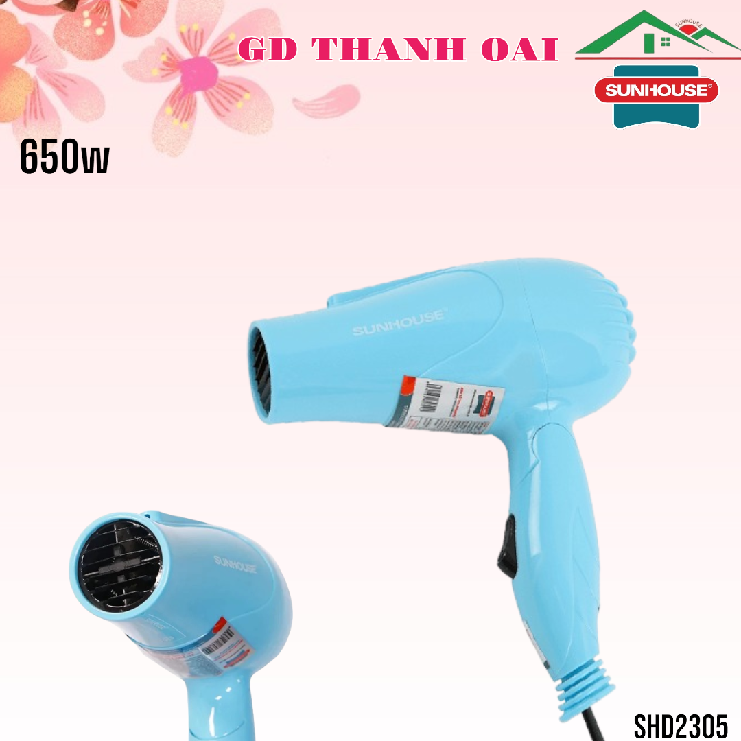 Máy Sấy Tóc SUNHOUSE SHD2305 Xanh (650W - 1 CHẾ ĐỘ SẤY NÓNG)