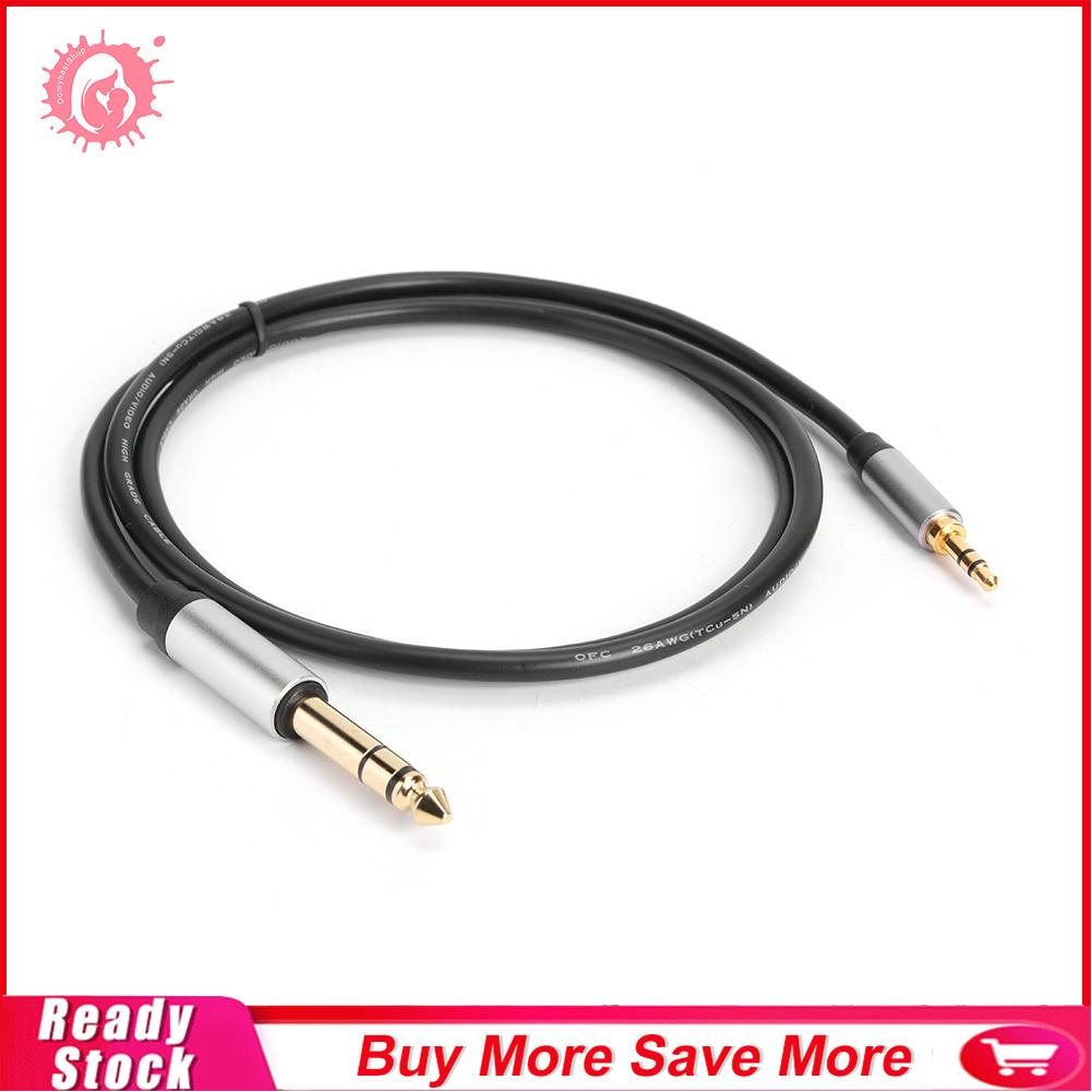 Gold Plated 3.5mm to 6.35mm Male to Male Adapter Aux Cable for Amplifier