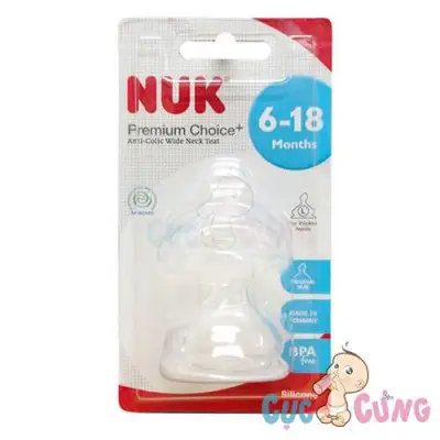 Ty bình sữa Nuk cổ rộng Silicone size 2L- 2 cái/vỹ NU66060 - num vu thay binh sua