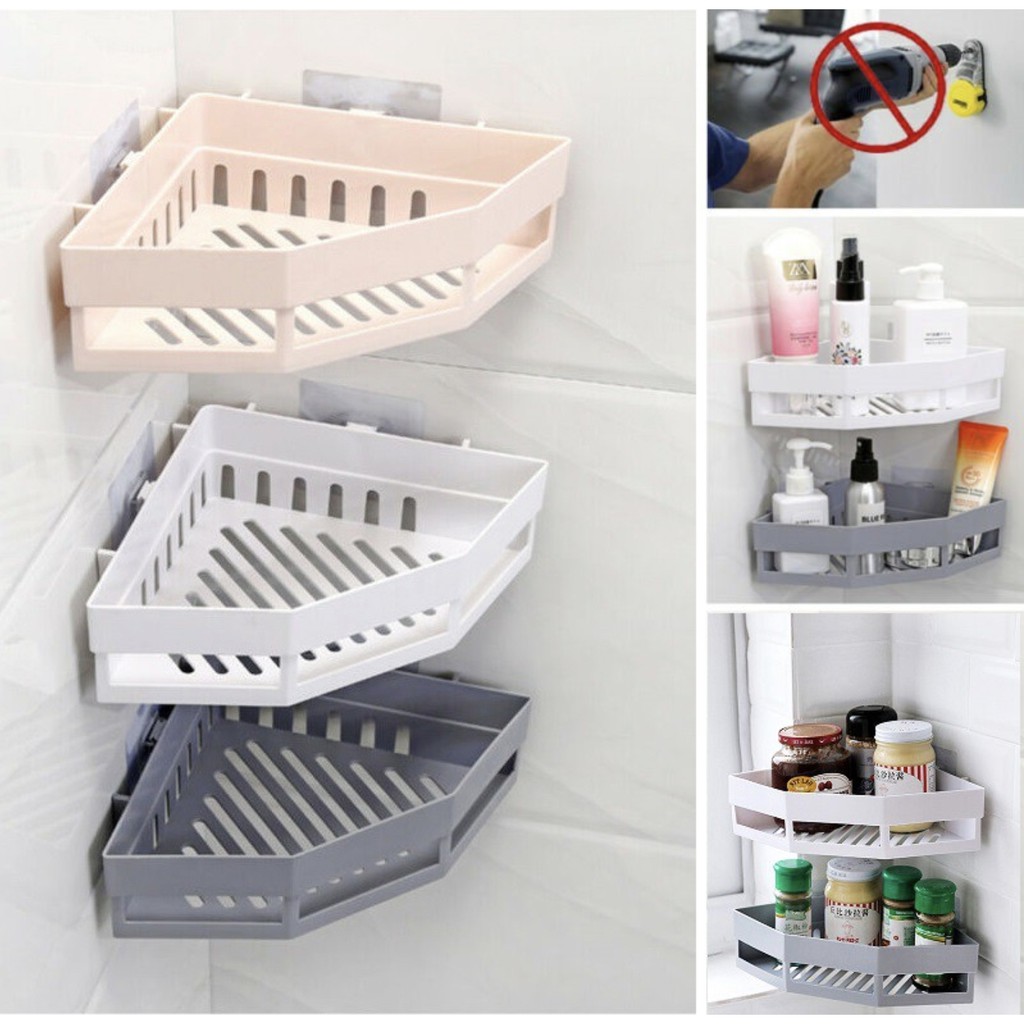 Kệ Góc Tam Giác Bằng Nhựa Để Đồ Dùng Cho Phòng Tắm Tiện Lợi Dễ Sử Dụng Không Cần Khoan Tường Phù hợp với nhiều không gian khác nhau như nhà bếp phòng khách...