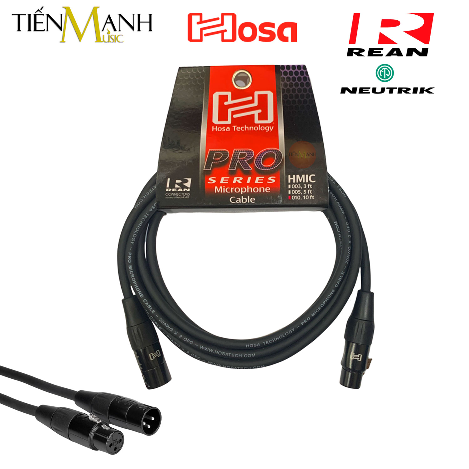 Dây micro hosa pro 2 đầu canon xlr rean by neutrik dài 0.9m, 1.5m, 3m, 4.5m, 7.5m, 9m, 15m, 30m hmic-003, 005, 010, 015, 020, 025, 030, 050, 100 cable đực sang cái xlr3f to xlr3m