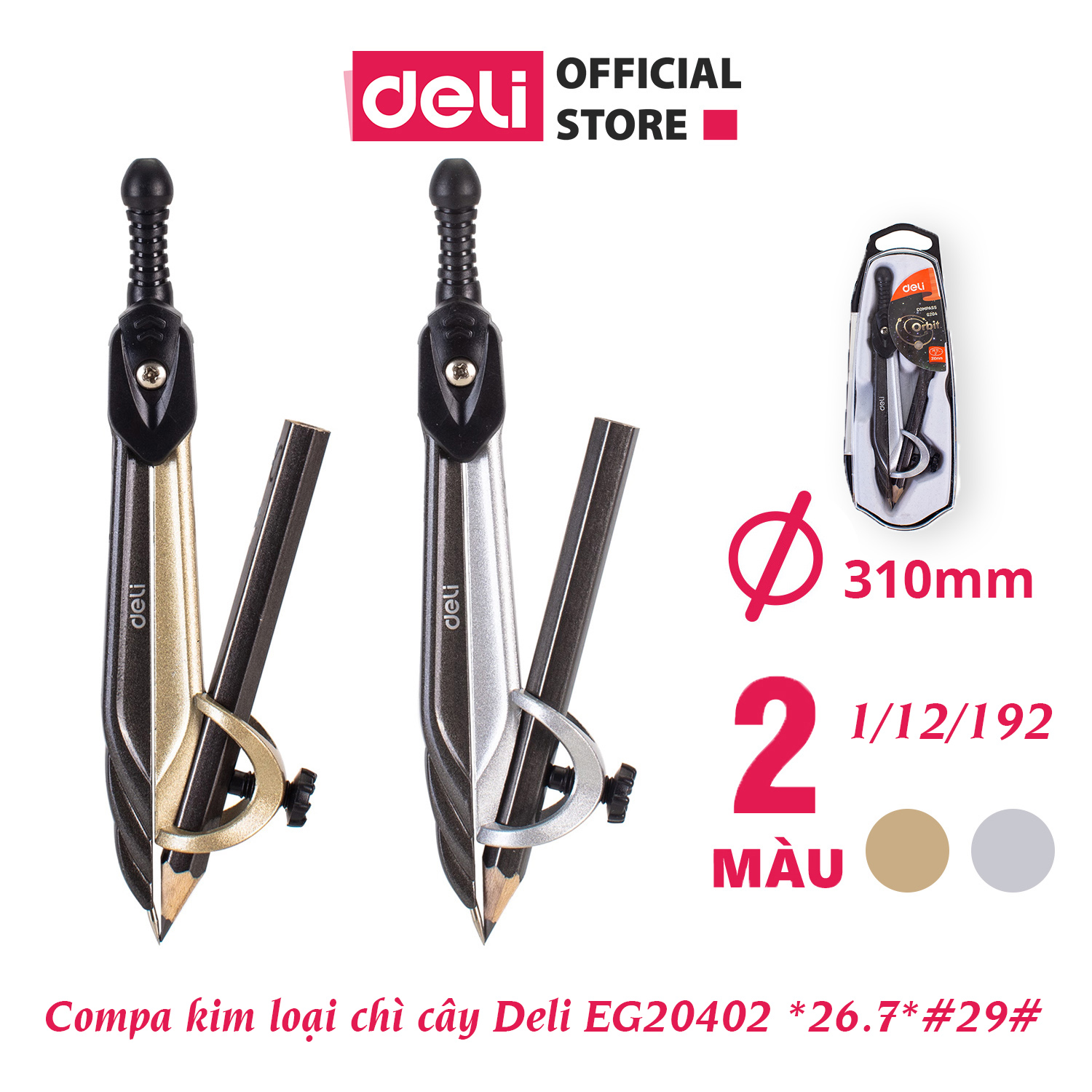 Compa deli - thân kim loại - chì gỗ - eg20402