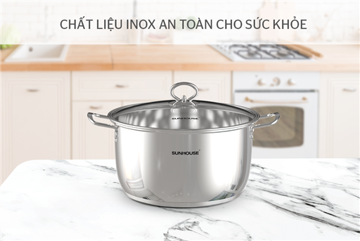 Nồi lẻ inox 5 đáy đáy từ Sunhouse SH788-16,20,24 - Hàng chính hãng