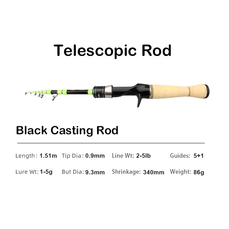 PURELURE 1.53m 1.78m UL L Carry Telescopic Lure Rod Travel Rod Trout Perch  Spinning Casting Rod Carbon Fishing Rod Soft Bait Rod