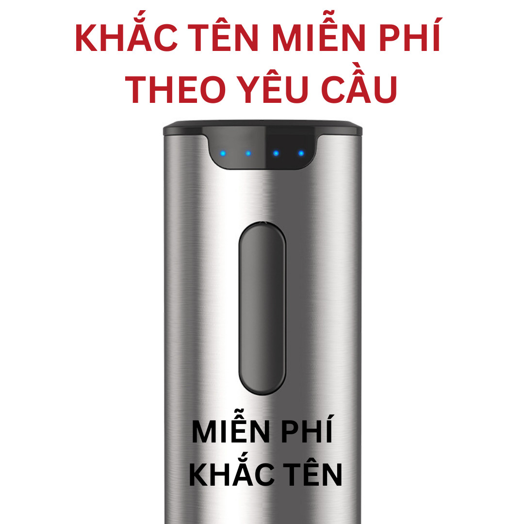 (Miễn Phí Khắc Tên) Máy Mở Vang, Set Khui Vang Cao Cấp Kèm 4 Phụ Kiện