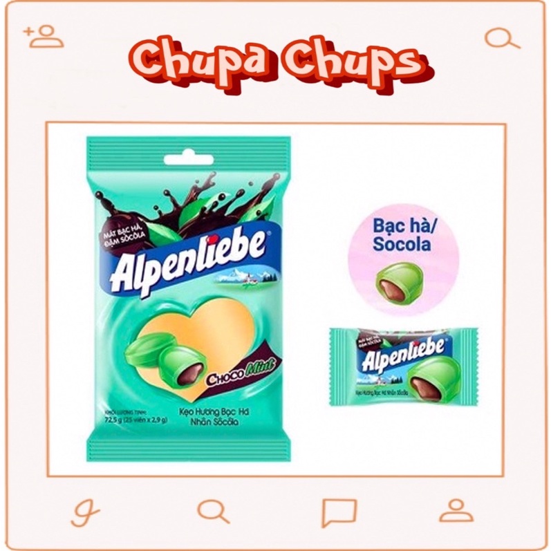 Kẹo Alpenliebe Hương Bạc Hà Nhân Sôcôla (Gói 90 Viên)
