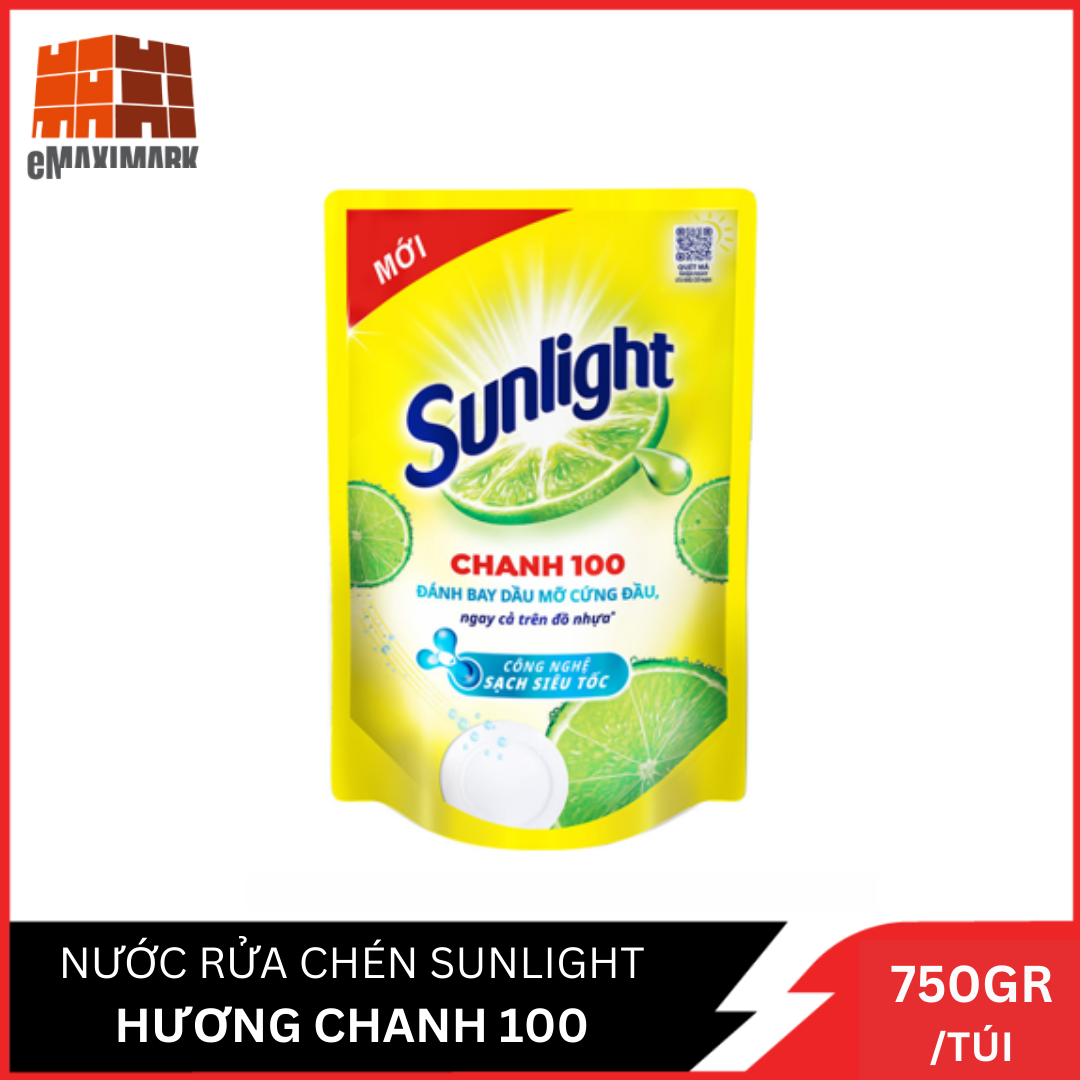 [HCM ship 2h] Nước Rửa Chén Sunlight Chanh 100 Túi 750G