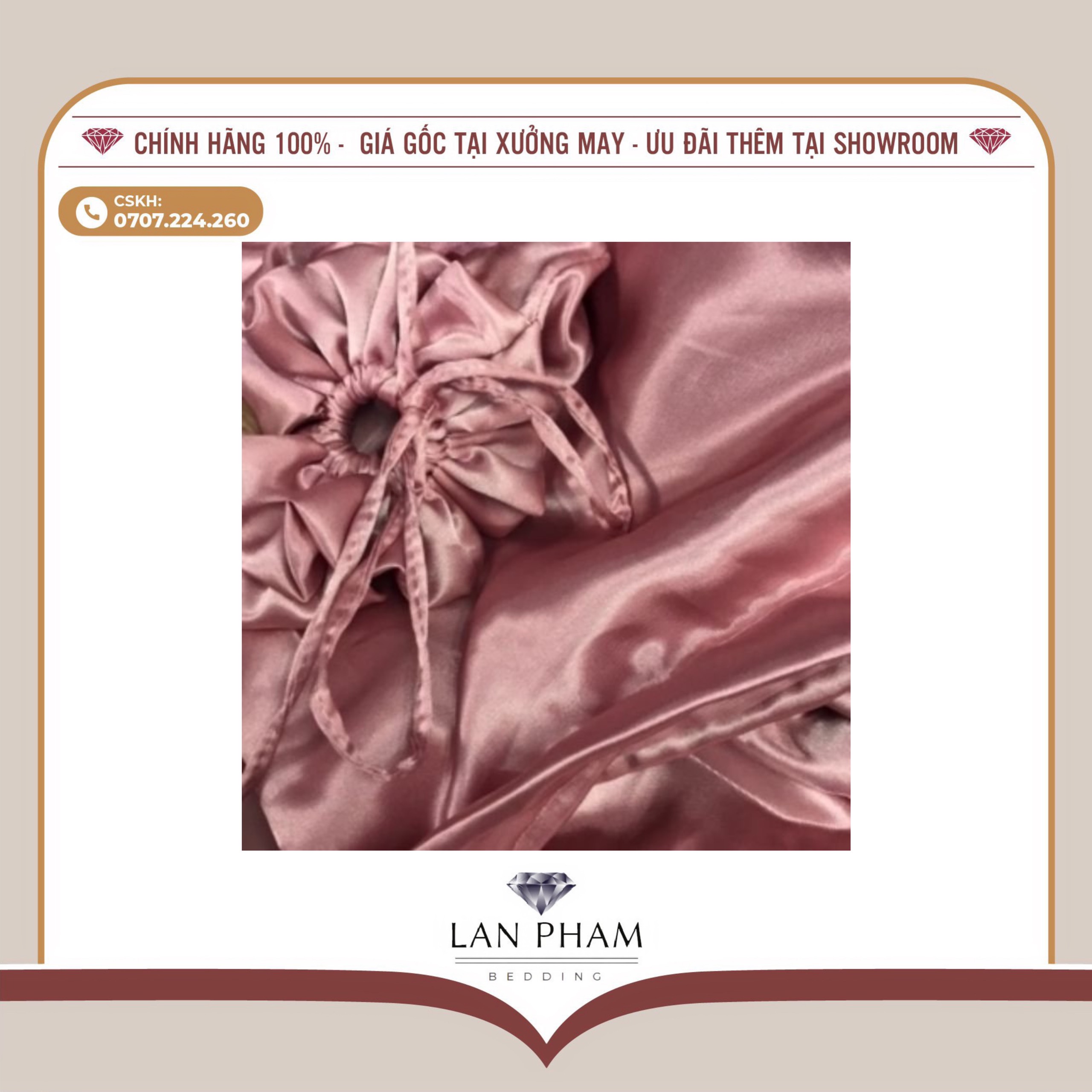 BỘ GA GIƯỜNG DRAP GỐI PHI LỤA MÀU HỒNG TÍM CAO CẤP LAN BEDDING