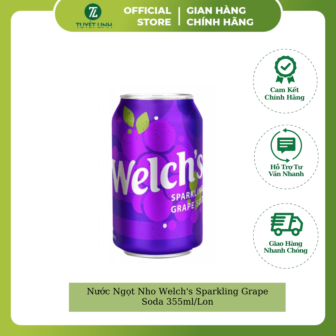 Nước Ngọt Nho Welch's Sparkling Grape Soda 355ml/Lon