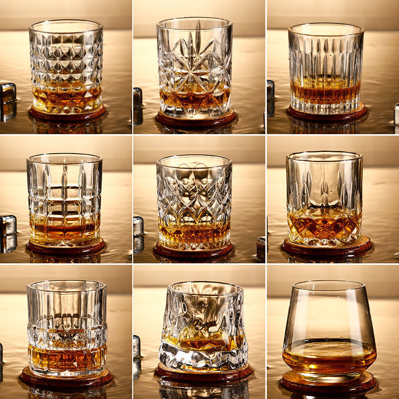 Ly thủy tinh Rock Whisky, Cốc thủy tinh dùng pha trà, cafe, đồ uống có cồn, nhiều kiểu dáng độc lạ vân sọc, vân kim cương,