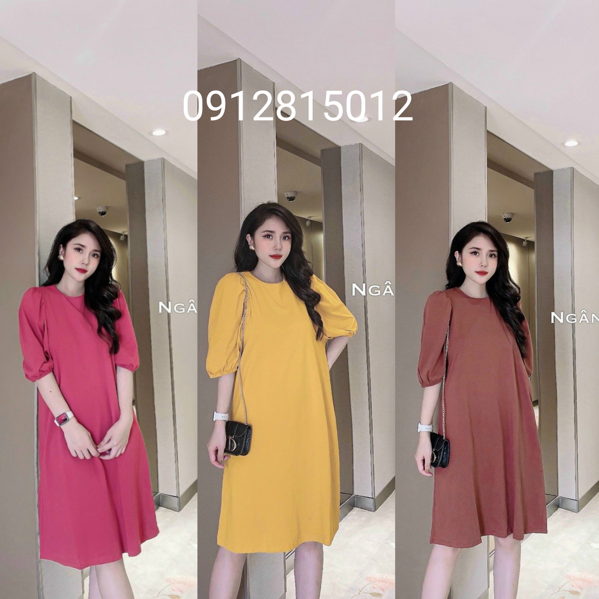 Đầm suông tơ xước siêu hot, bầu 70kg bon chen thoải mái-váy bầu giá rẻ