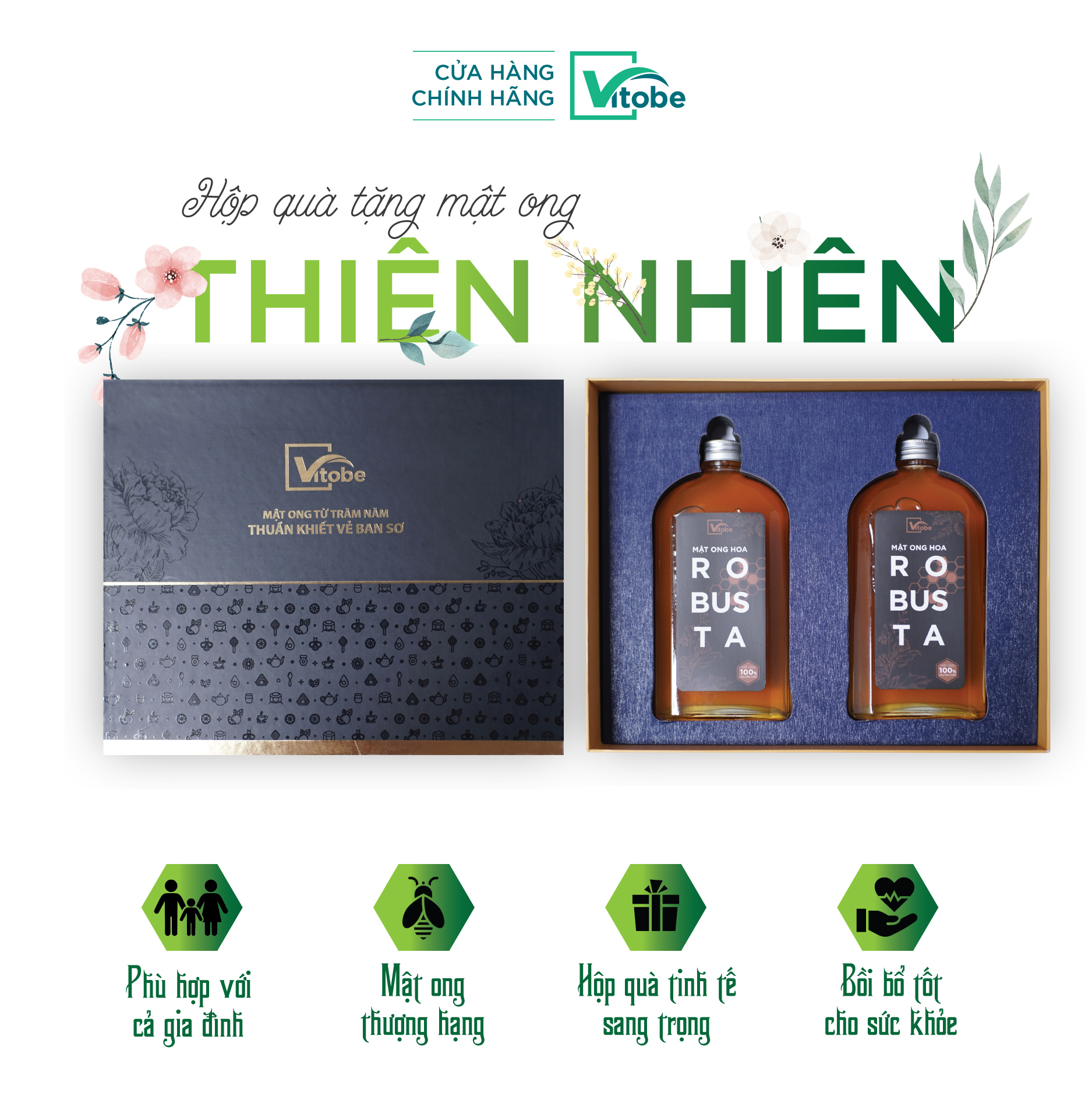 Set Quà Mật Ong Thiên Nhiên (2 chai lớn)