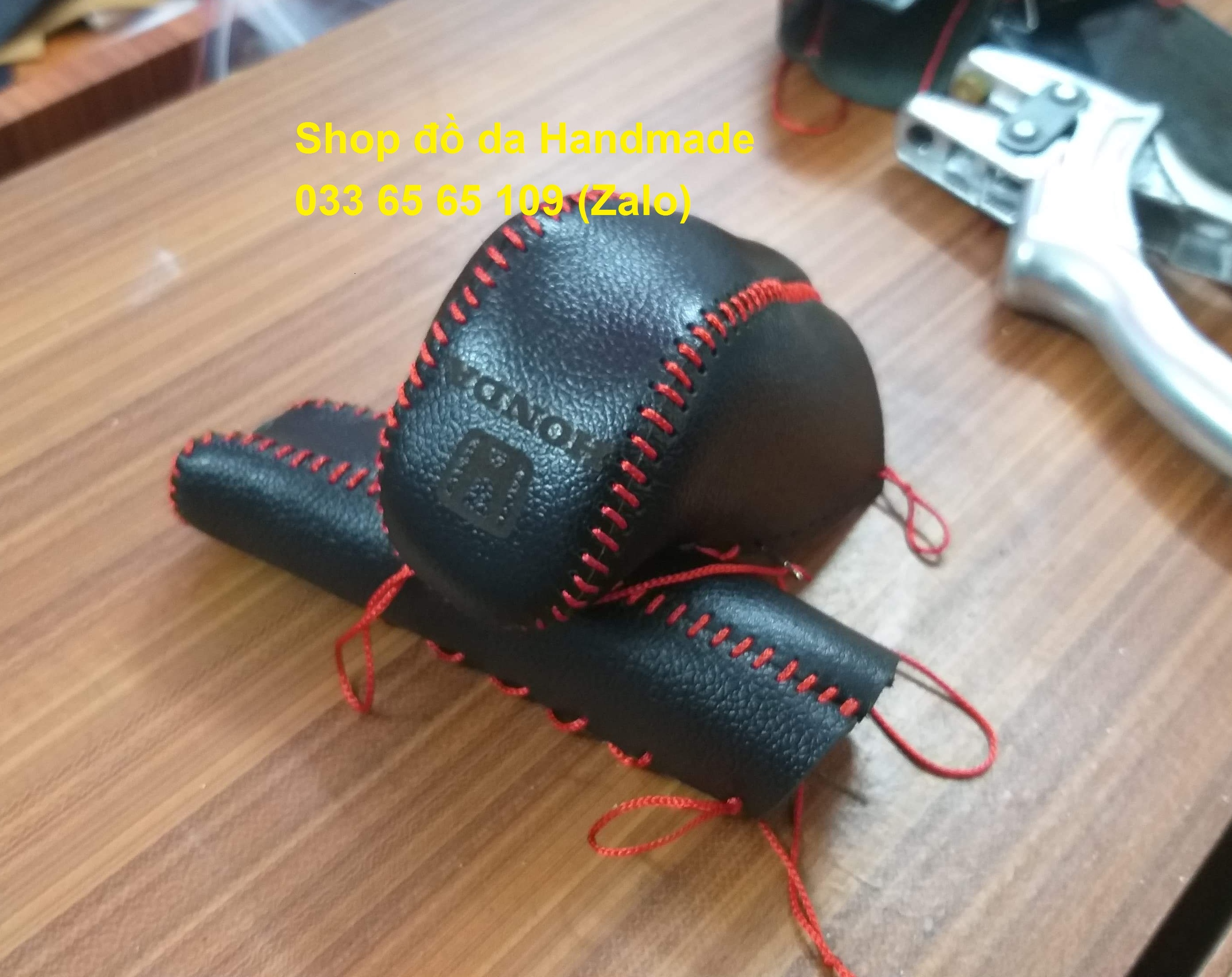 Bọc da cần số & phanh tay xe Honda city (AT) da bò thật