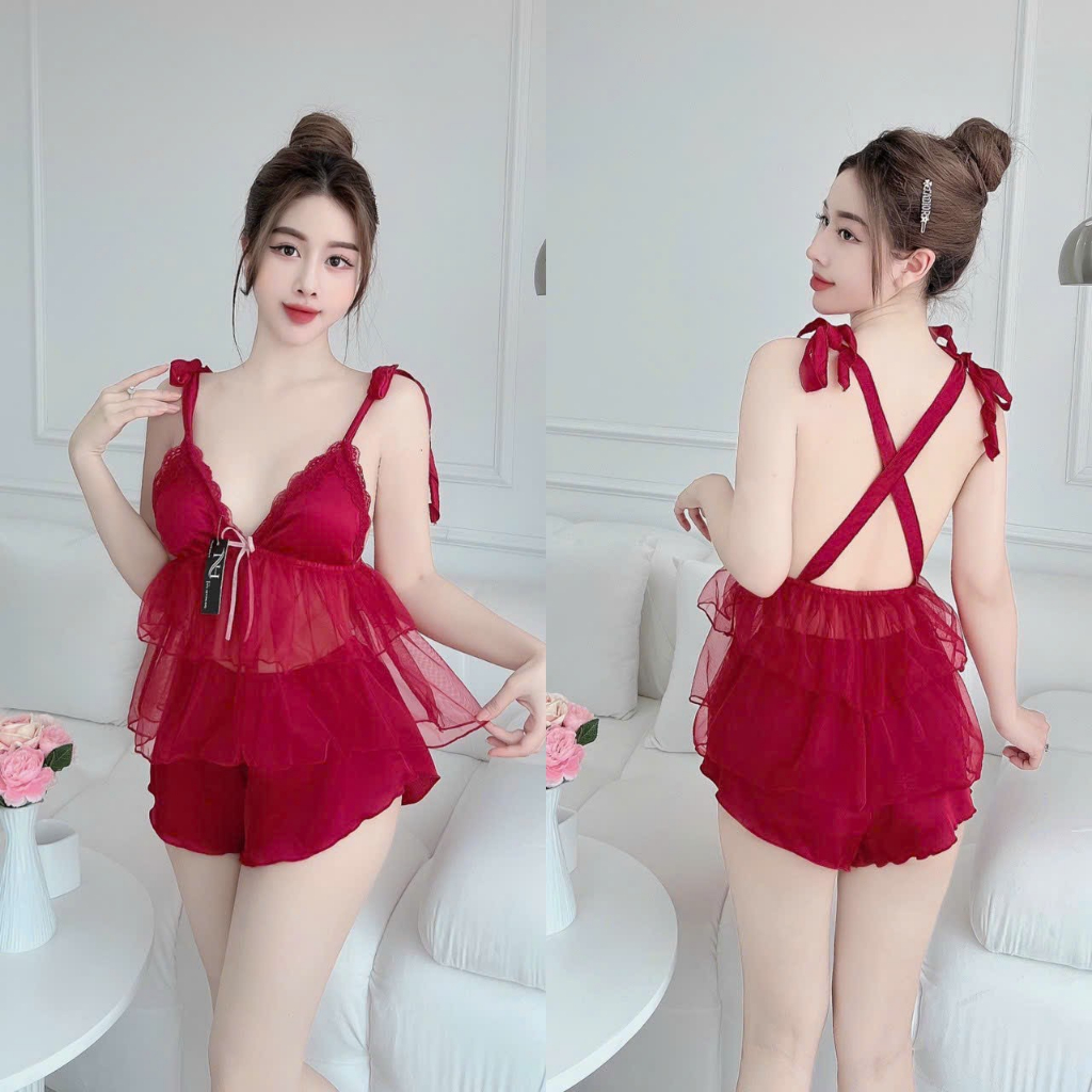 Set đồ ngủ nữ 2 dây sexy quần đùi - cn153