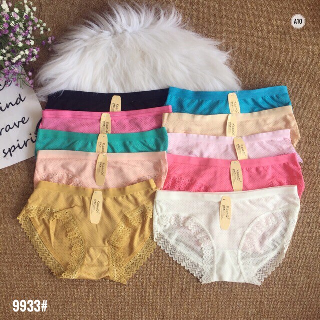 Combo 10 quần lót cotton thông hơi viền ren