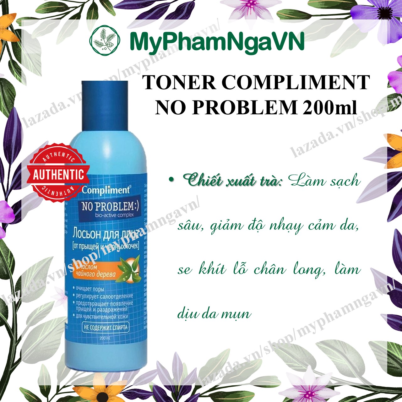 HCMToner Compliment No Problem Tea Tree Làm Sạch Sâu Giảm Mụn Giảm Sưng