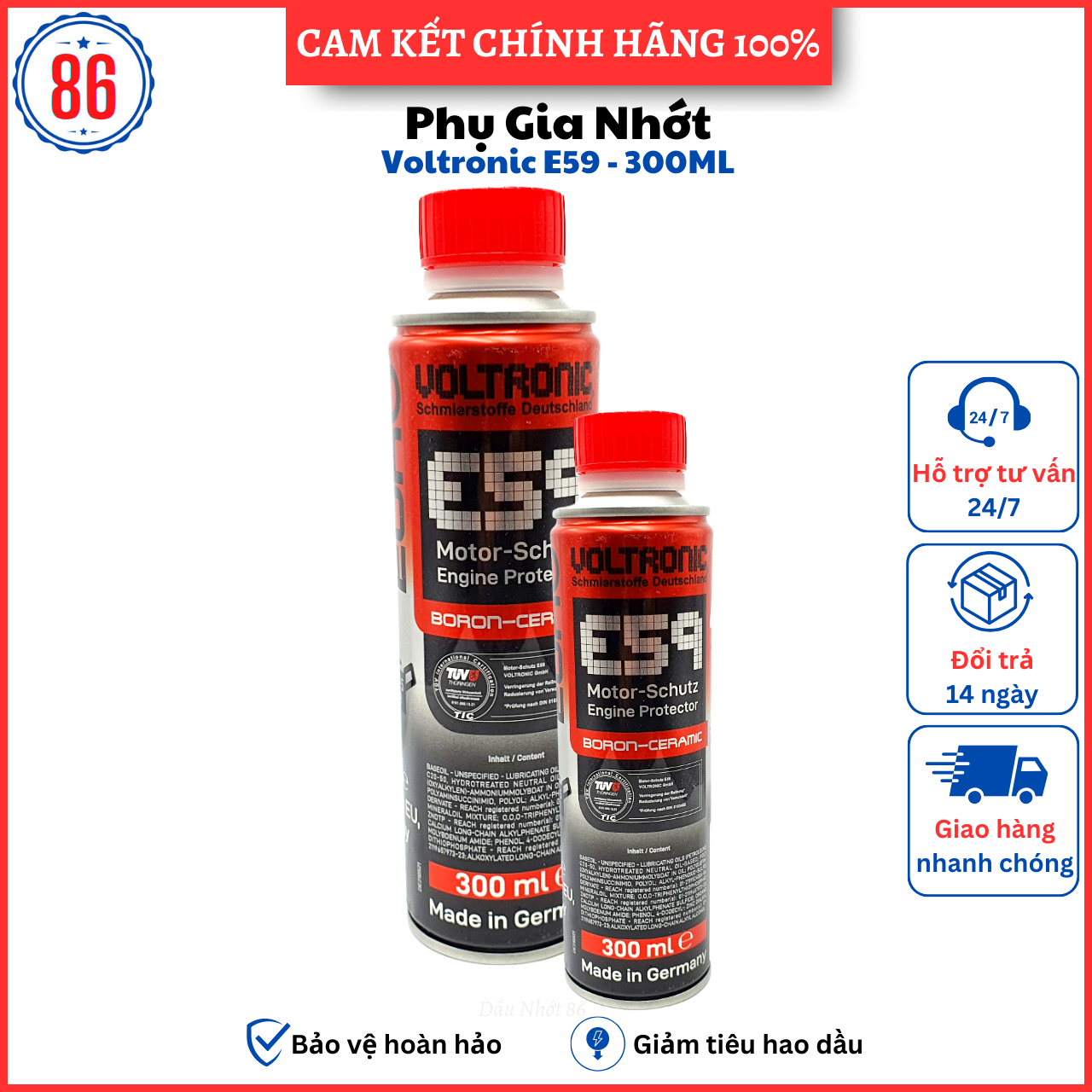 Voltronic E59 300ML phụ gia phủ sứ bảo vệ động cơ - Sản xuất tại Đức