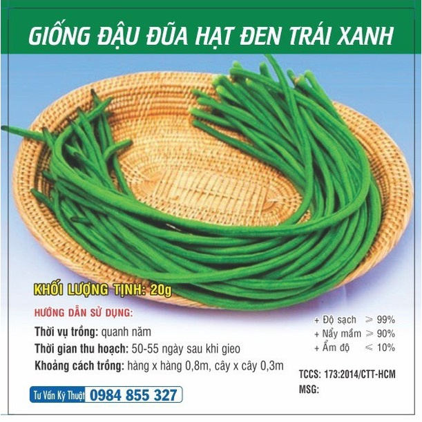 Hạt giống Đậu Đũa Hạt Đen Trái Xanh TN