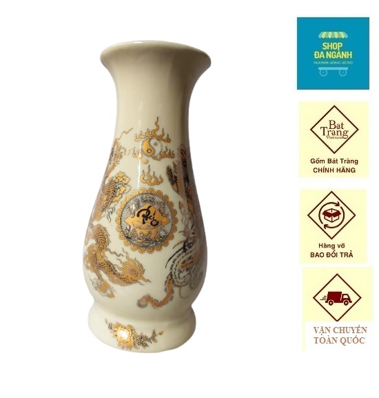 Lọ hoa men vàng kim cao 20 cm - Gốm sứ Bát Tràng
