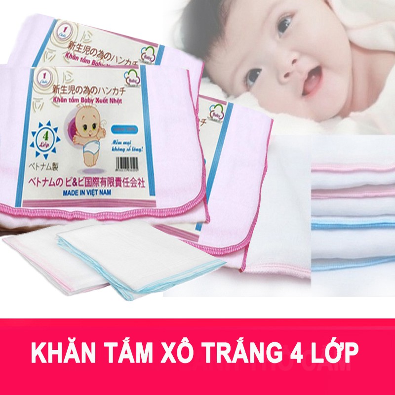 Khăn tắm xô 4 lớp 80x70cm cho bé