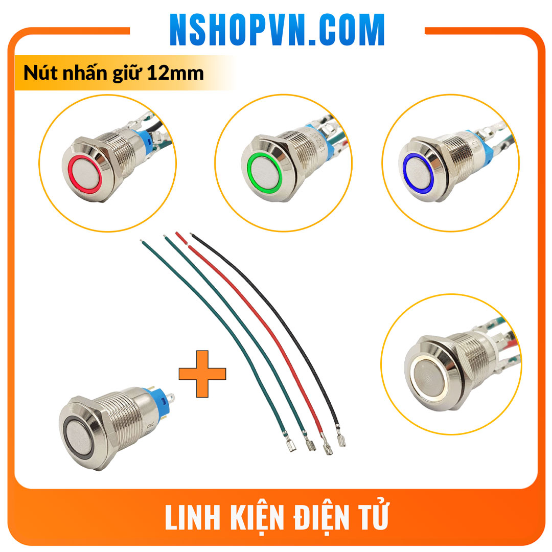 Nút nhấn tự giữ kim loại 12mm