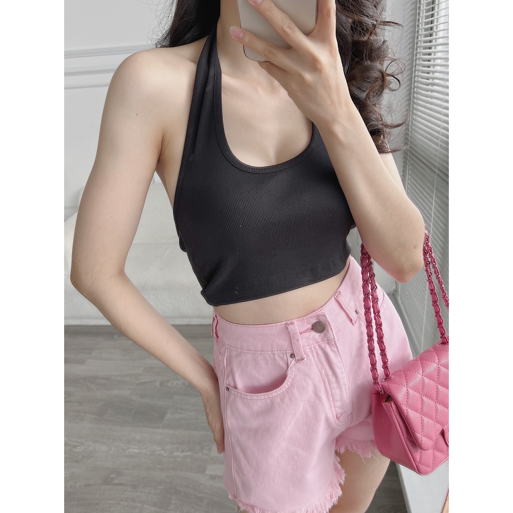 Áo croptop cổ yếm CHICMONKI CAT02